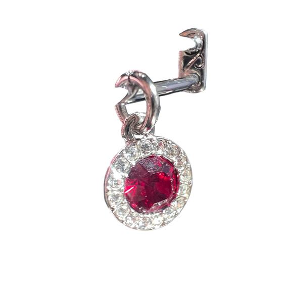 Women's Silvertone Birthstone Bracelet Rhinestone Charm January Garnet Red NEW! - Picture 5 of 5